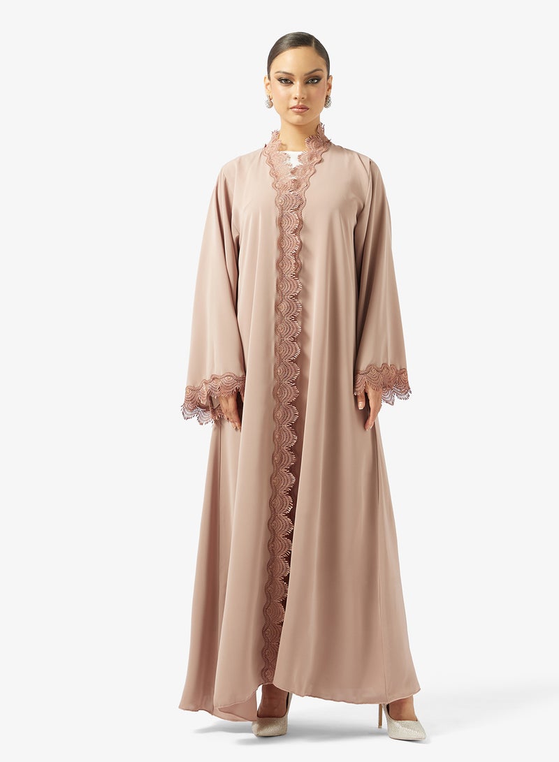 hayas closet Lace detail Abaya With Sheila - Image 4